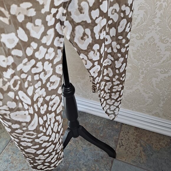 Chico's One Size Cream and Brown Animal Print Open Front Kimono/Duster Sheer - Picture 6 of 11